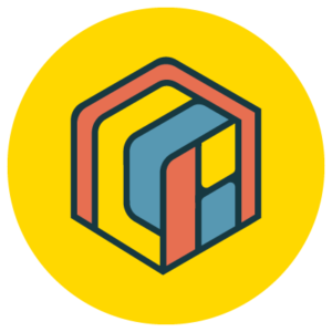 A yellow circular icon with a multi-colored rubix-like cube inside.