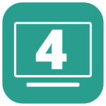 A teal-colored square icon with a large number 4 in the middle of a computer screen.